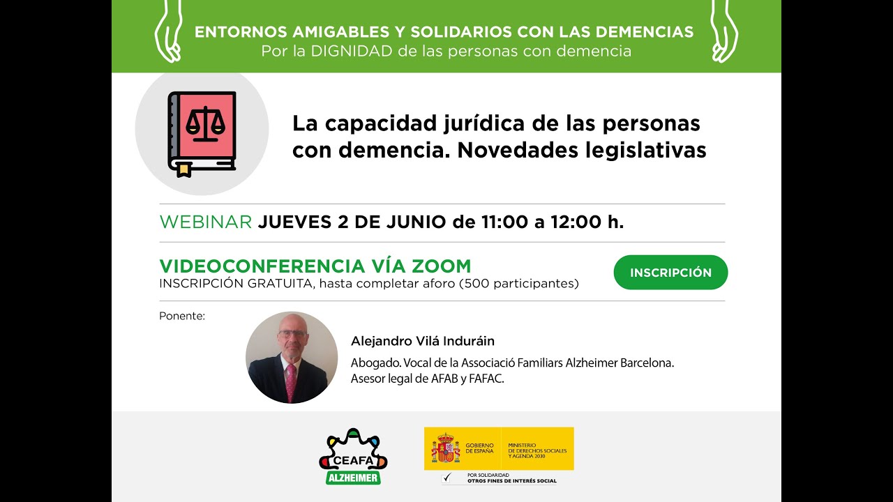 WEBINAR: La capacidad jurídica de las personas con demencia. Novedades legislativas
