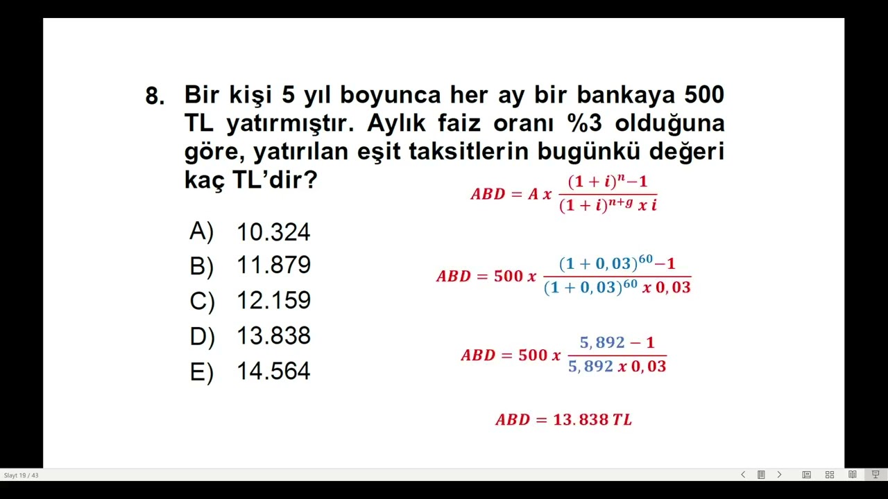 AÖF FİNANS MATEMATİĞİ 2025 YILI FİNAL SINAVI SORULARININ ÇÖZÜMÜ