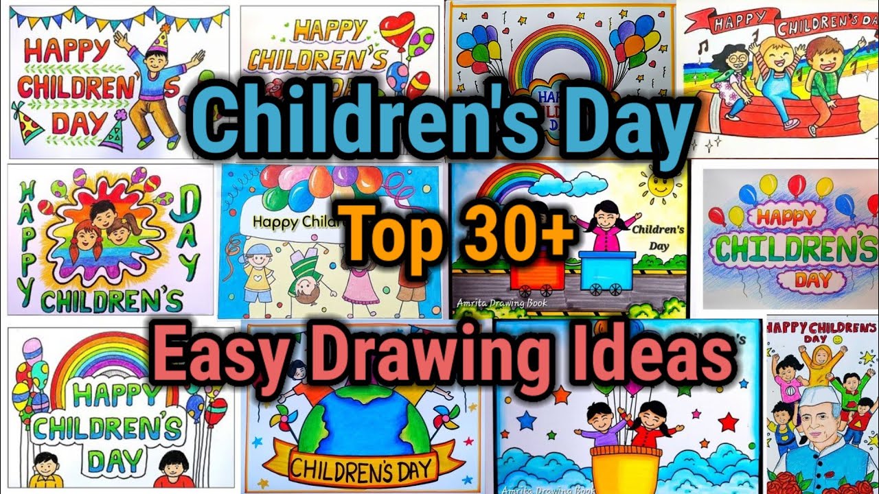 Children&rsquo;s Day Top 30+ Easy Drawings | Childrens Day Drawing Ideas #childrensday 