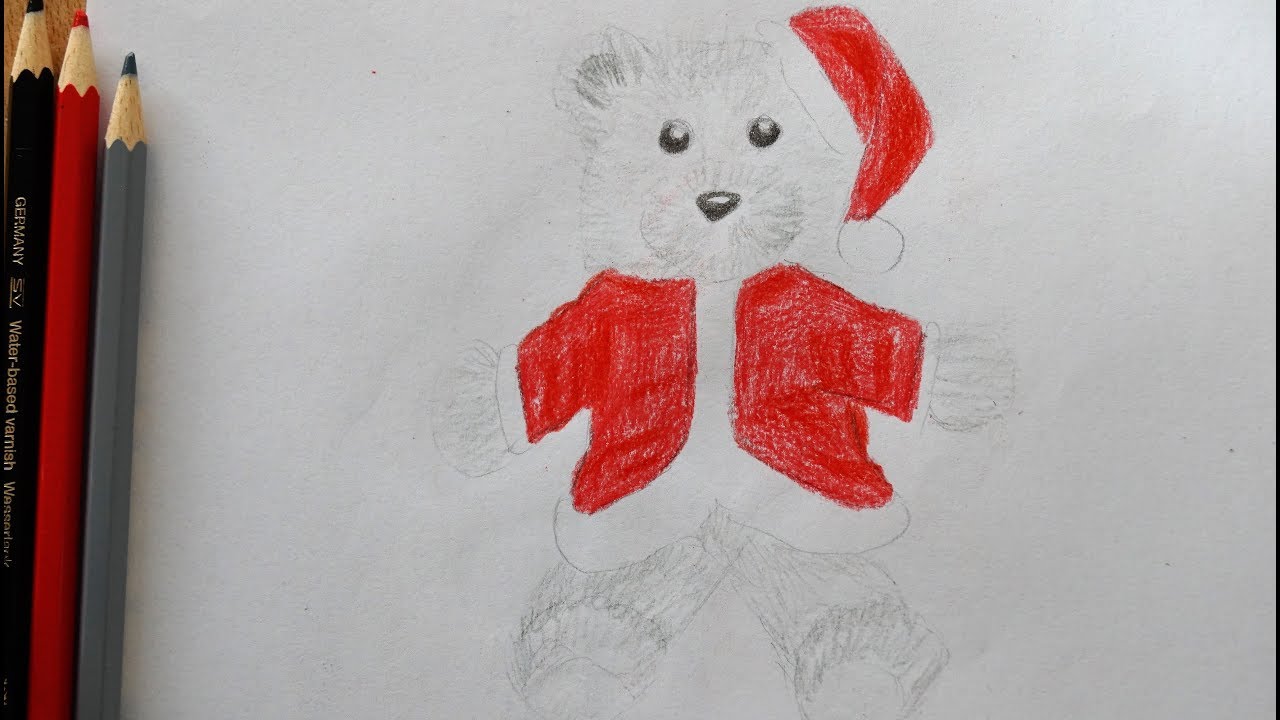 WeihnachtsBär malen für Kinder