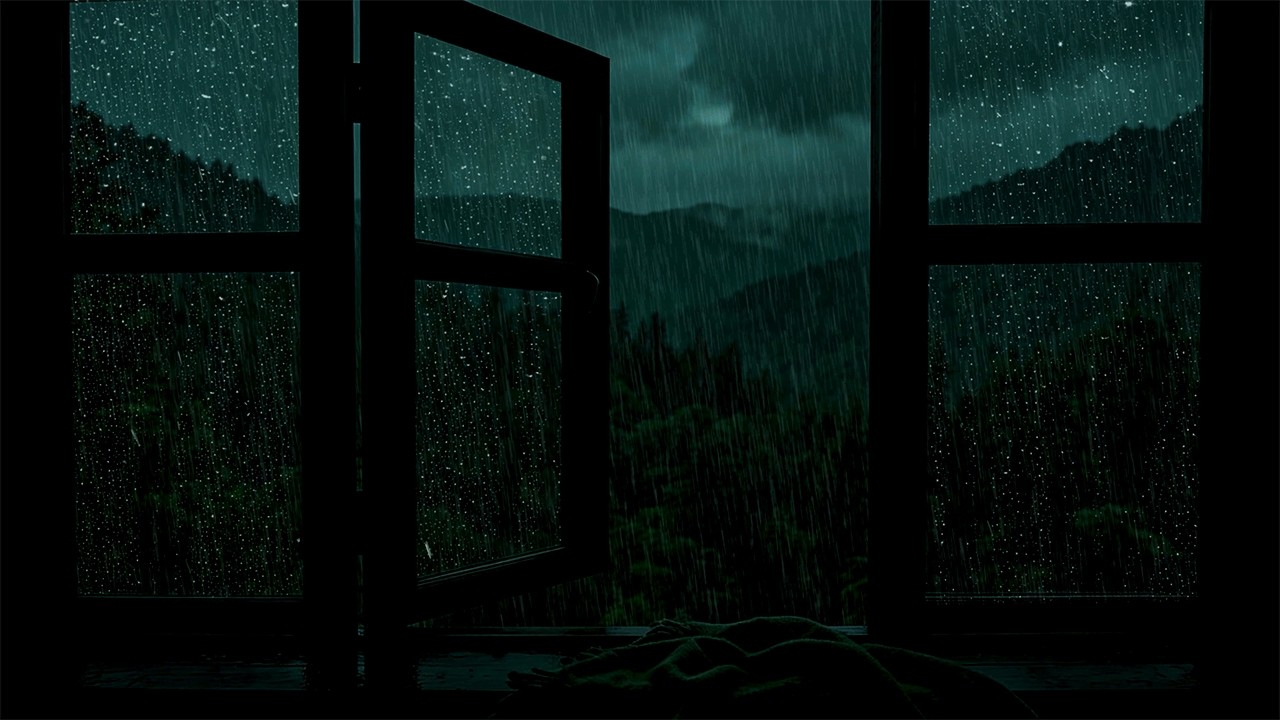 Slow Night Rain Outside the Window | Dark, Cozy Ambience for Fast Sleep