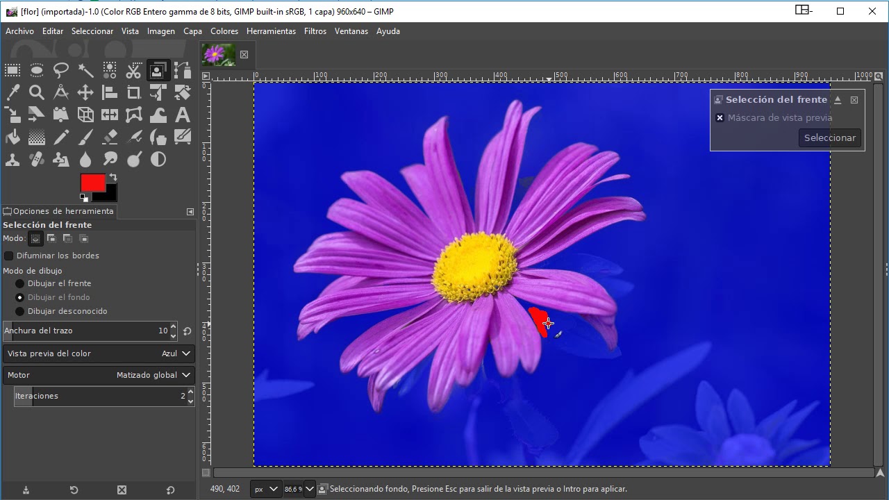 07.7 Tutorial de Gimp 2.10 Selección de primer plano
