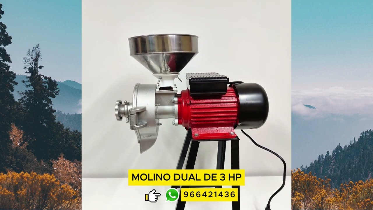🌽​MOLINO DUAL DE GRANOS HÚMEDOS Y SECOS - CABEZAL DE ALUMINIO DE 3 HP