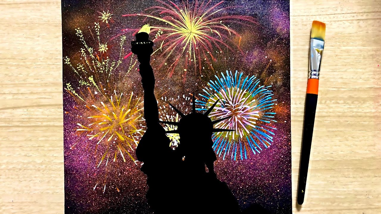 Fireworks for the 4th of July / Acrylic Painting / Daily Challenge #115