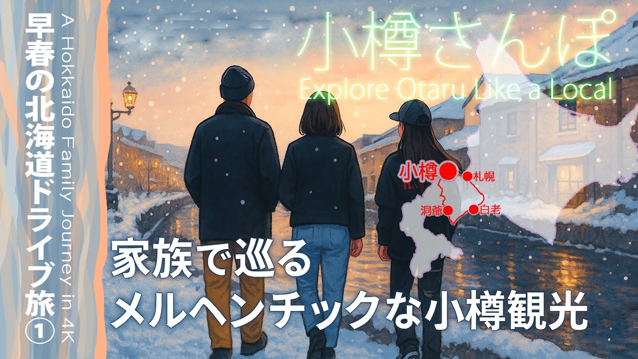 【4K北海道旅①】家族で巡る小樽の絶景と歴史｜感動の運河とレトロ街歩き【冬の終わり】