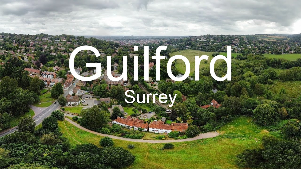 Flying over Guilford in Surrey, England - Relaxing Music With Beautiful Nature