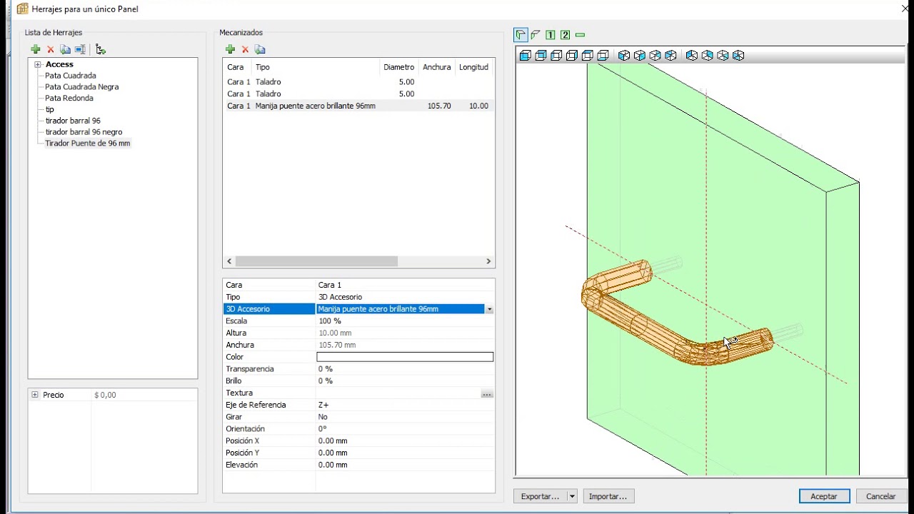 Agregar Herrajes de Único Panel con Polyboard
