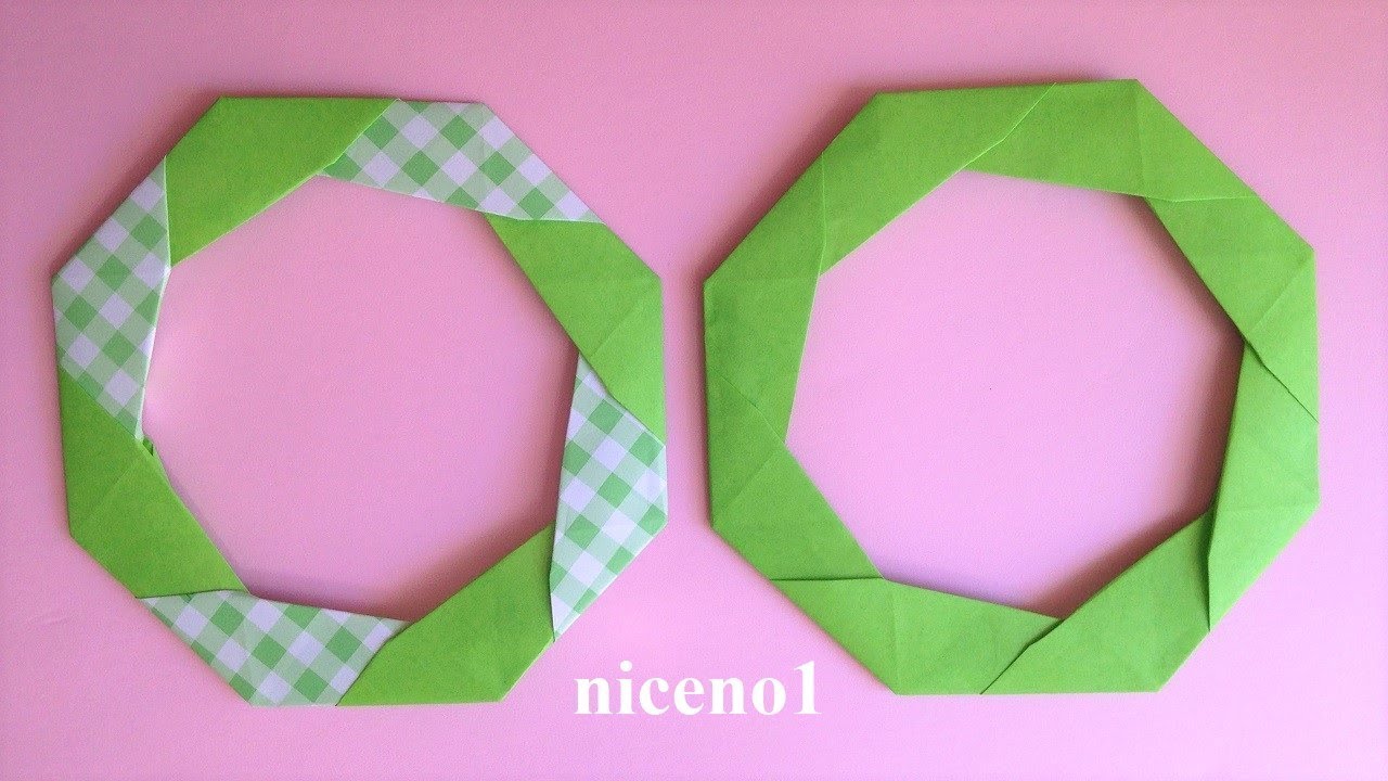 折り紙 シンプル リースの簡単な折り方 Origami Simple Wreath tutorial（niceno1）
