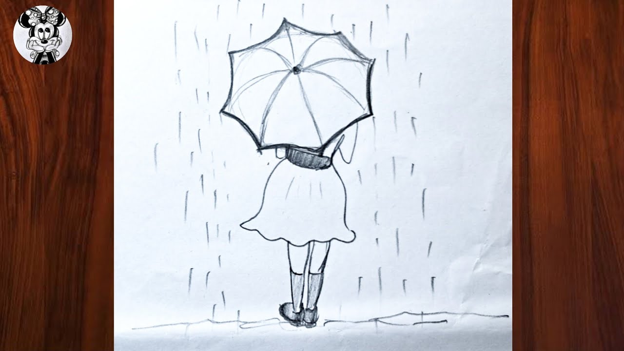 Как нарисовать девочку с зонтиком | Как нарисовать девочку под дождем 🌧 😳