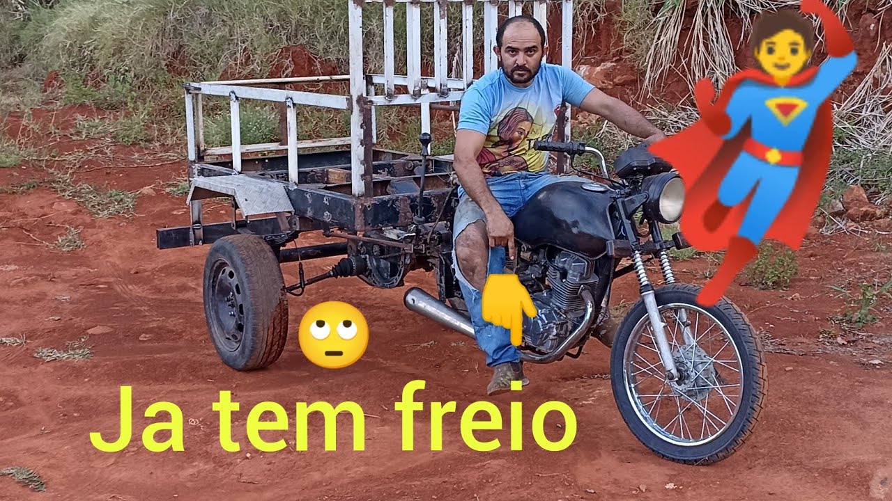 Veja só como fiz o sistema de freio do Triciclo com caixa de marcha de Monza  e moto 125 várias dica