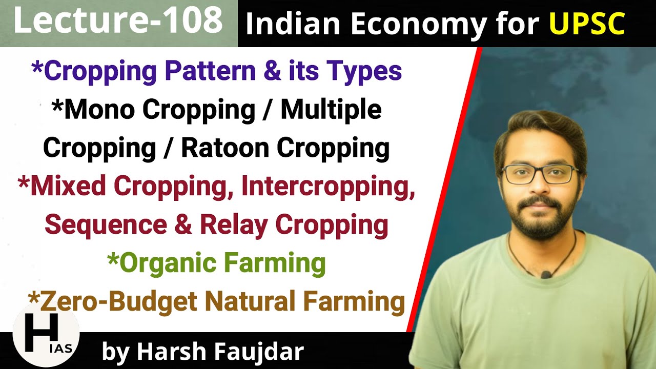 E108- Cropping Pattern in India & its Types, Organic Farming | Indian Economy for UPSC