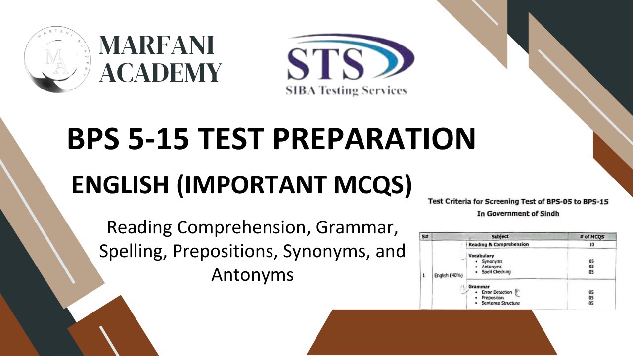 Bps 5 to 15 Test preparation💯 | English | Matriculation category | IBA STS screening test #test #job