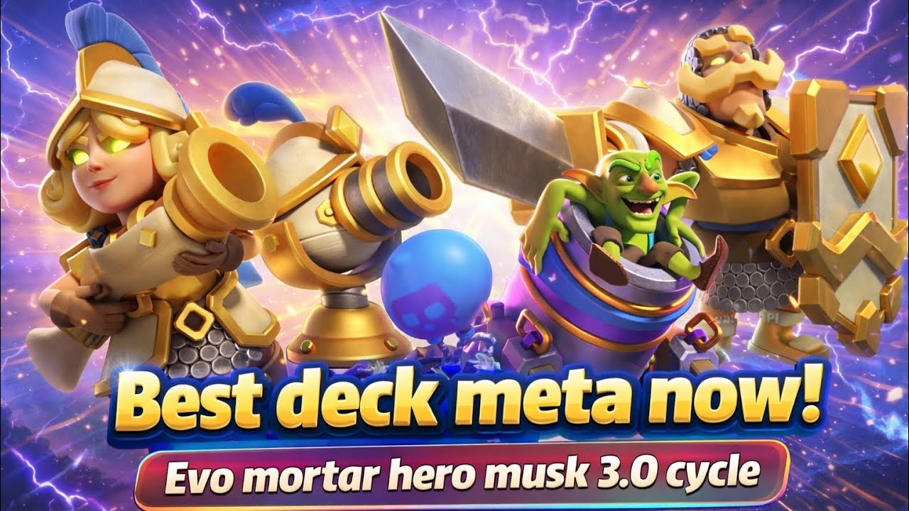 RANK 1 UNSTOPPABLE! 🧱 Best Evo Mortar + Hero Musketeer 3.0 Cycle Deck