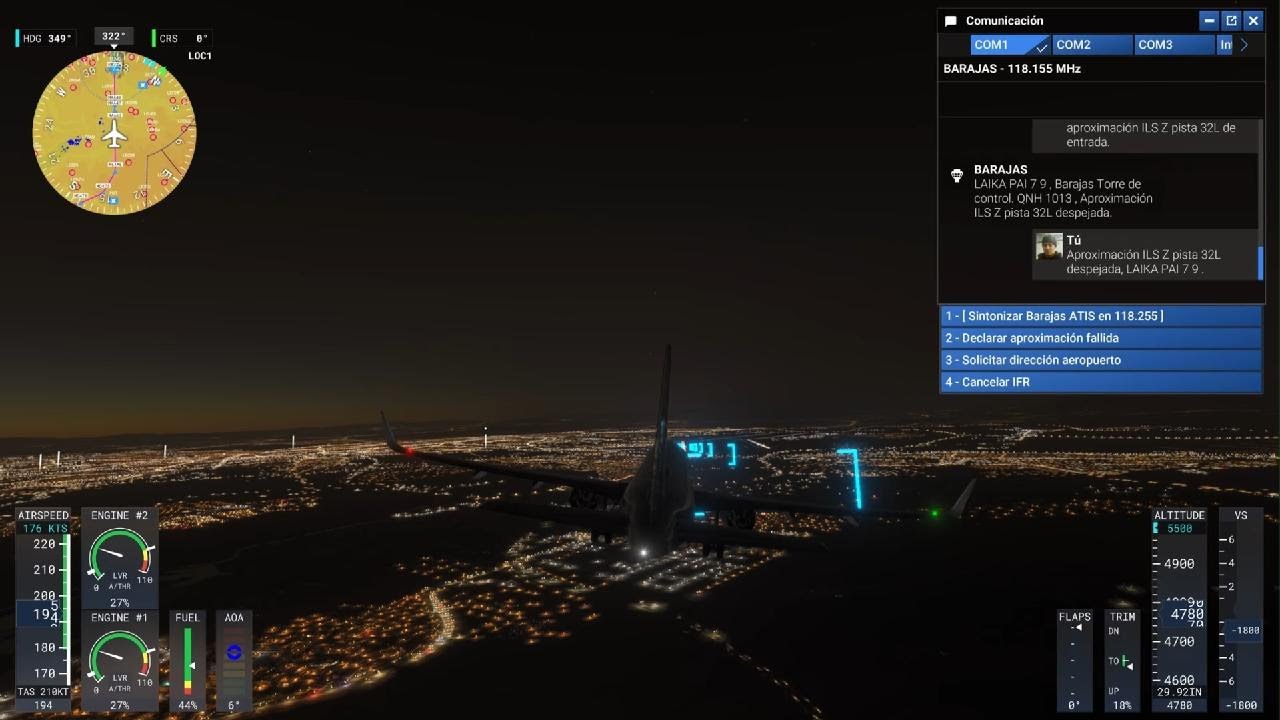 Aterrizaje en Barajas noche