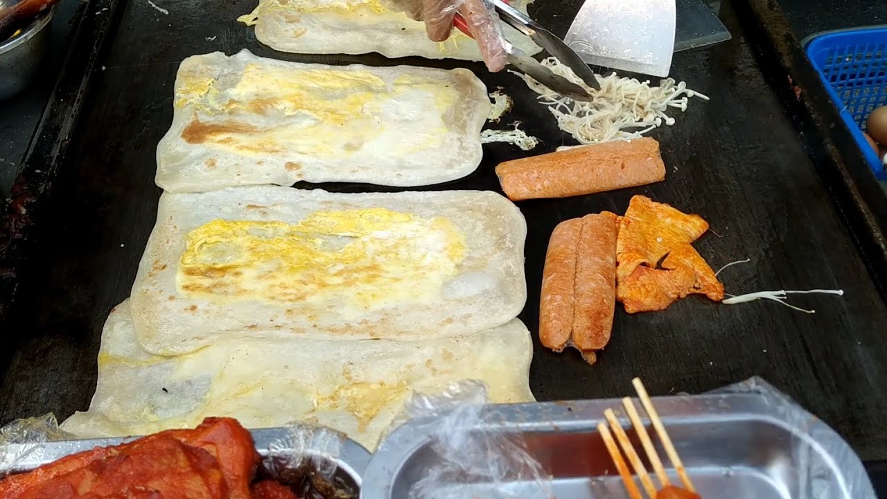 중국 길거리 음식 계란전병 鸡蛋灌饼 Chinese street food