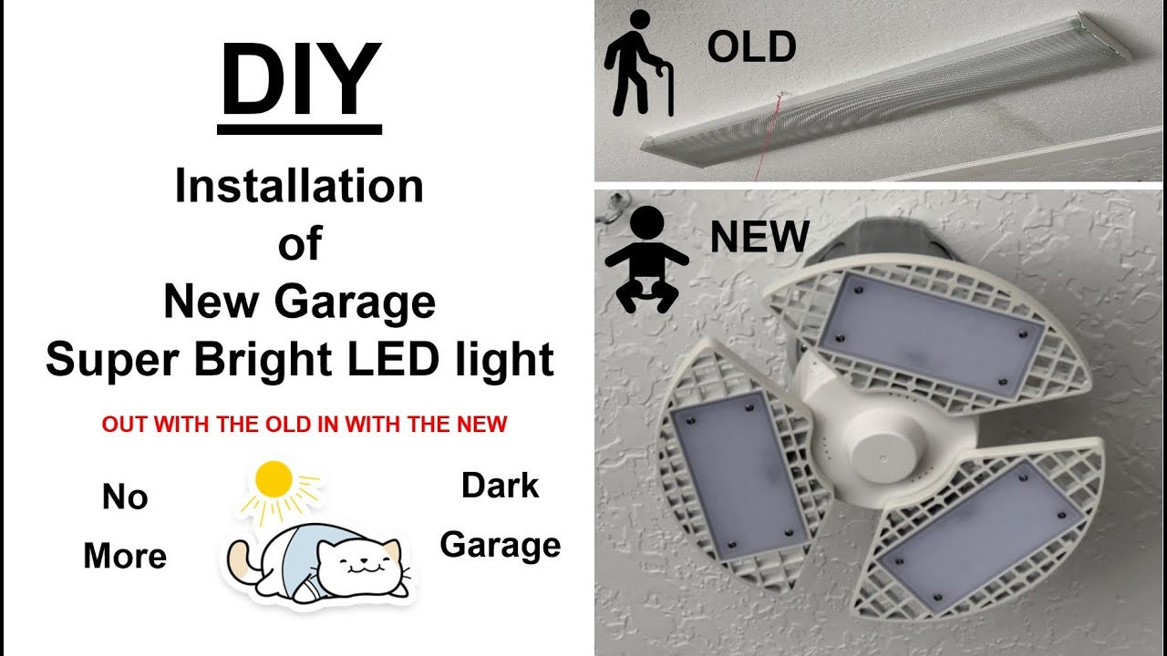 DIY replacement of old outdated florescence garage Light with new super bright LED light.