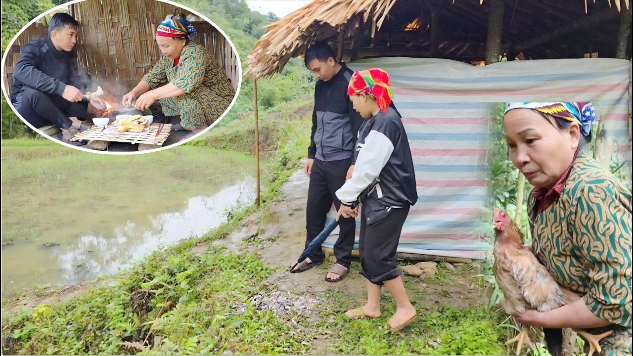 She caught a stray chicken to eat, and immediately the chicken's owner came looking for her.