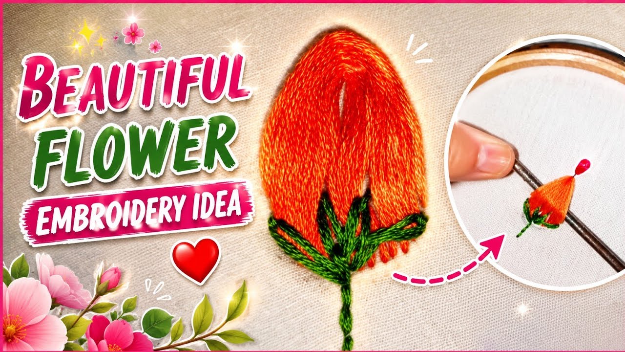 Beautiful flower embroidery idea for beginners || flower embroidery|| hand embroidery stitches