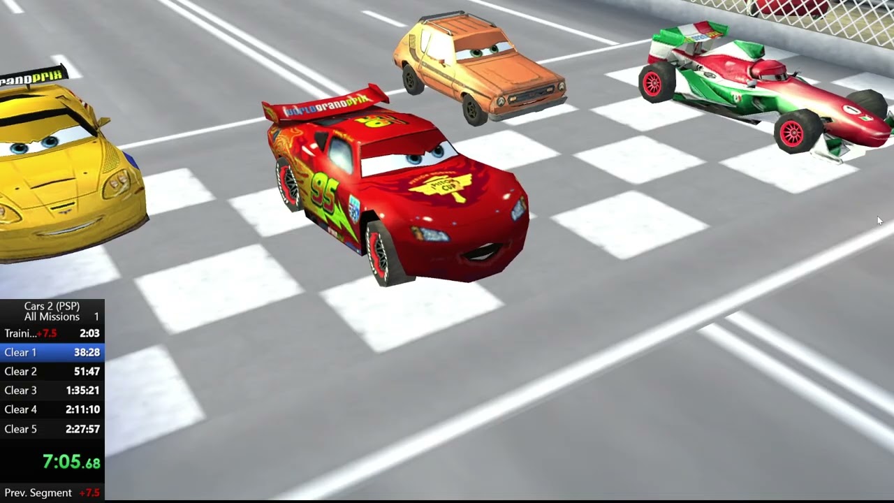 Cars 2 (PSP) All missions speedrun [WR]: 2:09:24