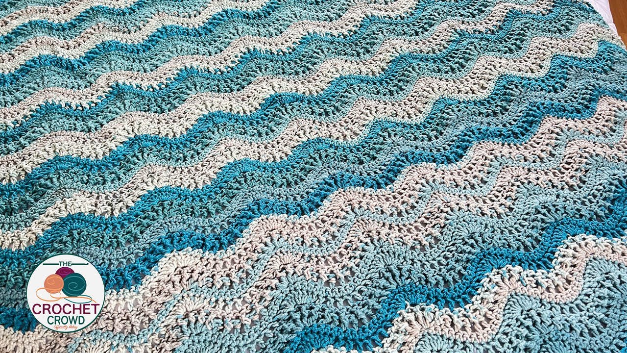 Left Hand: Crochet Amazing Easy Breaking Waves Blanket Pattern