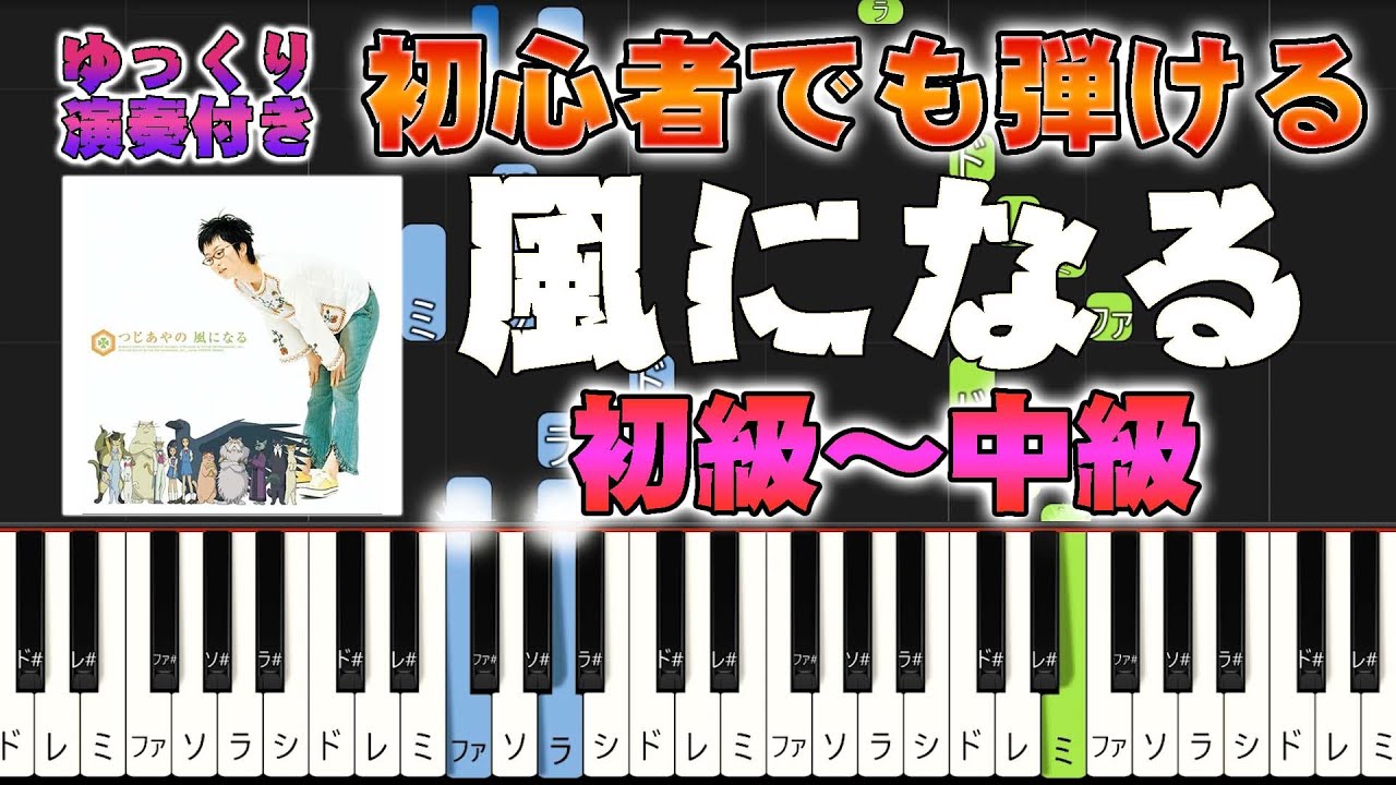 【楽譜あり】風になる/スタジオジブリ『猫の恩返し』主題歌（ピアノソロ初級～中級・初心者向け）つじあやの【ピアノアレンジ楽譜】/簡単/ゆっくり演奏付き