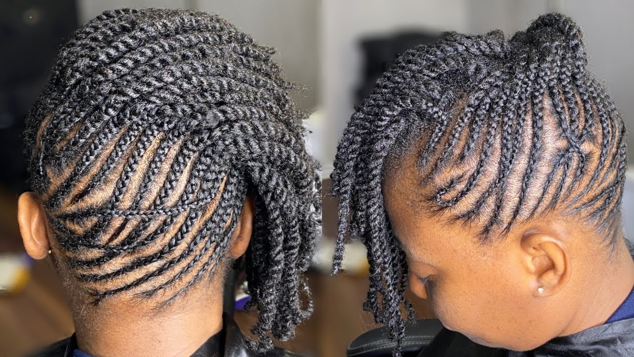 #twist #naturalhair Twists and Cornrow Updo for Type 4 Hair: Low Manipulation Style❤️