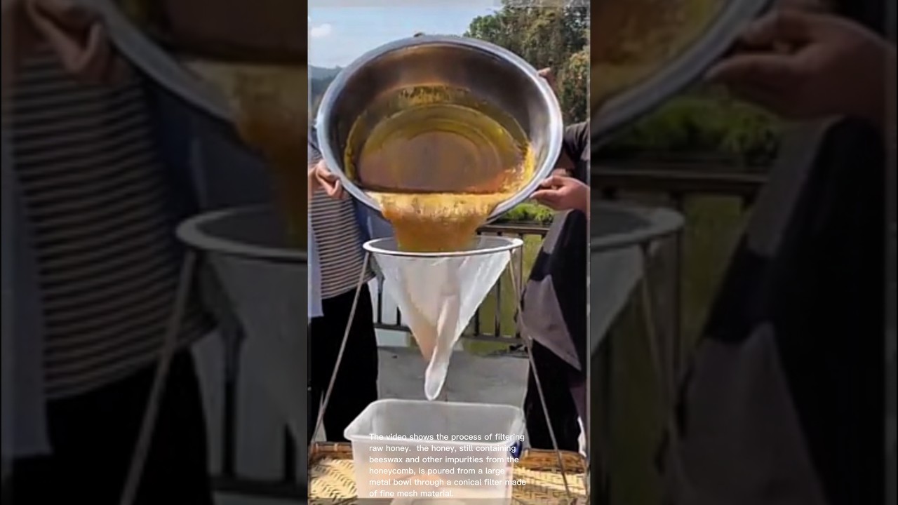 Honey extraction: filtering raw honey from the comb