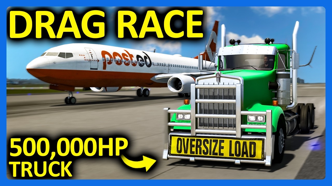 500,000 Horsepower Truck vs Airplane Drag Race in American Truck Simulator!!