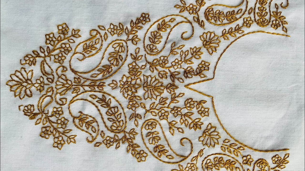 Kashmiri Embroidery Beautiful Neck Gala Design Complete Video 
