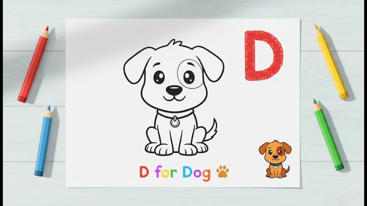 D for Dog 🐶 | Easy Alphabet Drawing for Kids | Learn & Draw ABC #abcd #drawingforkids