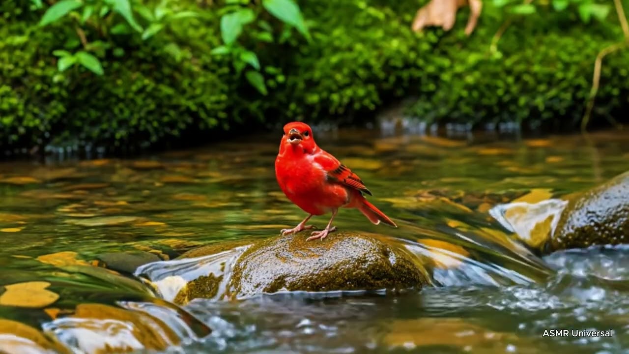 Red Canary Singing a Beautiful Long Melody in Nature 🌿 | Relaxing Wild Bird Song