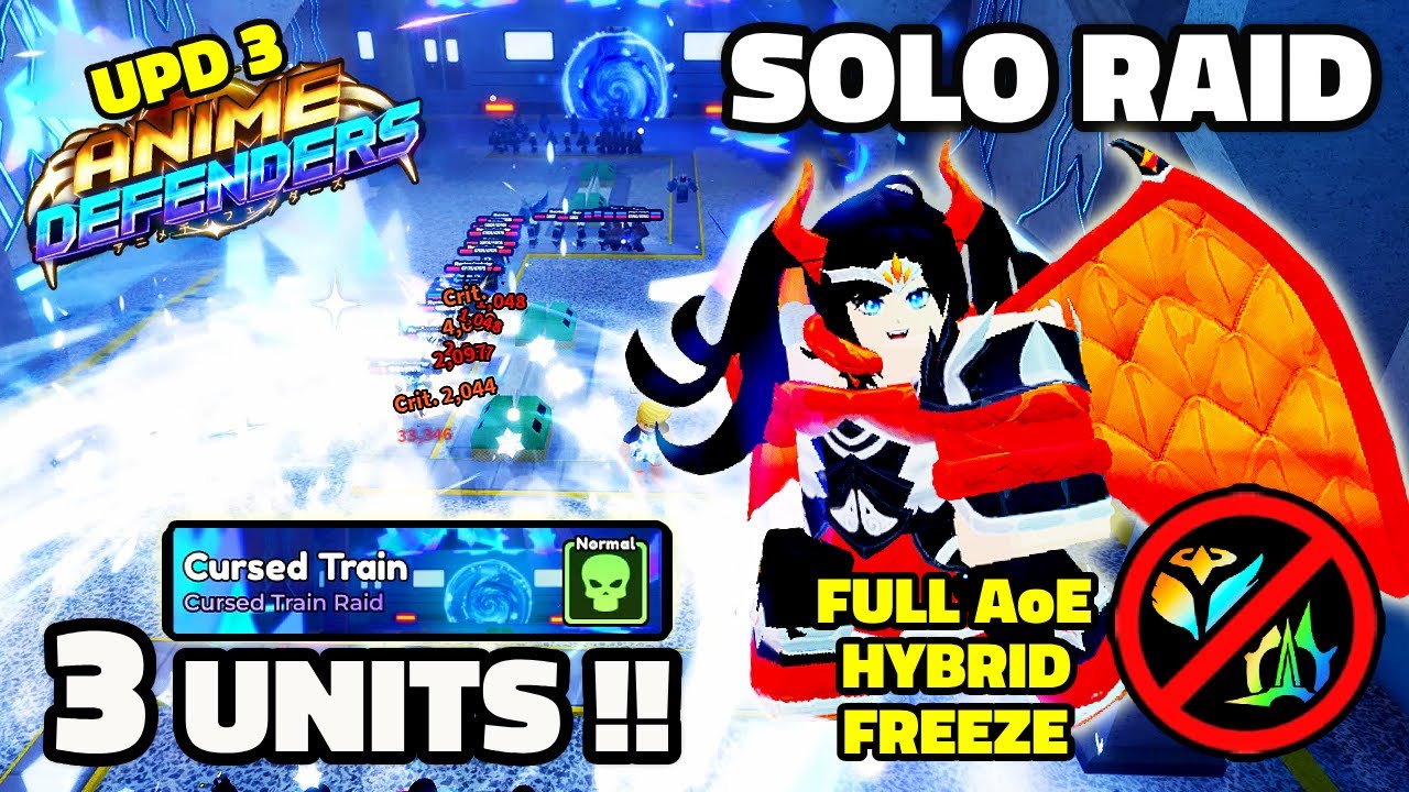 Solo Cursed Train Raid ft. Ice Dragon Queen FULL AoE FREEZE (3 Units) | Roblox Anime Defenders