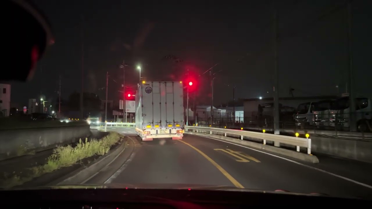 Driving in SAITAMA Service road at night for sleep,work,study (rear camera)