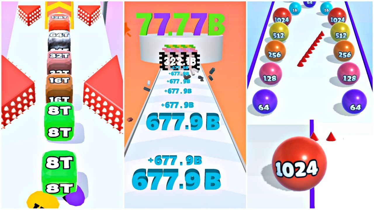 Jelly Run 2048 vs Ball Blend vs Number Merge &ndash; Insane Scores! (4096e vs 2048vs 3500B)