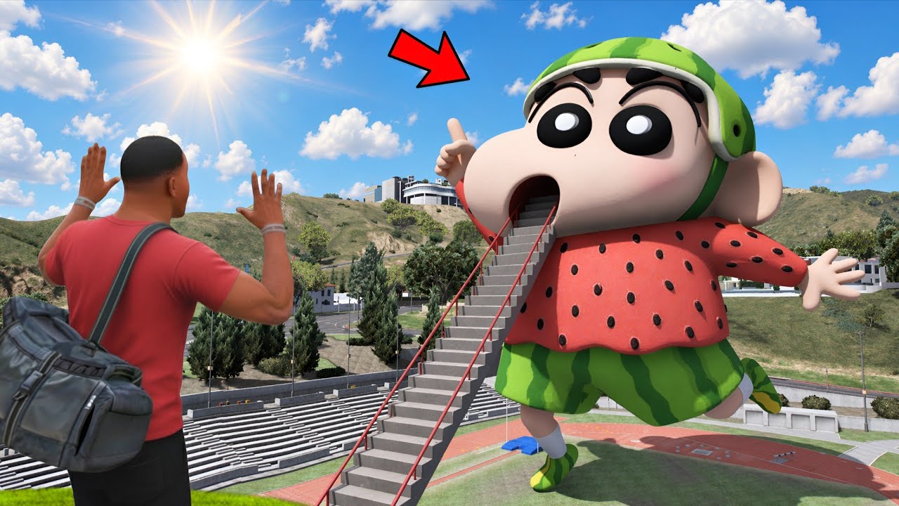 FRANKLIN FOUND A STAIRWAY TO WATERMELON SHINCHAN'S MOUTH IN GTA 5