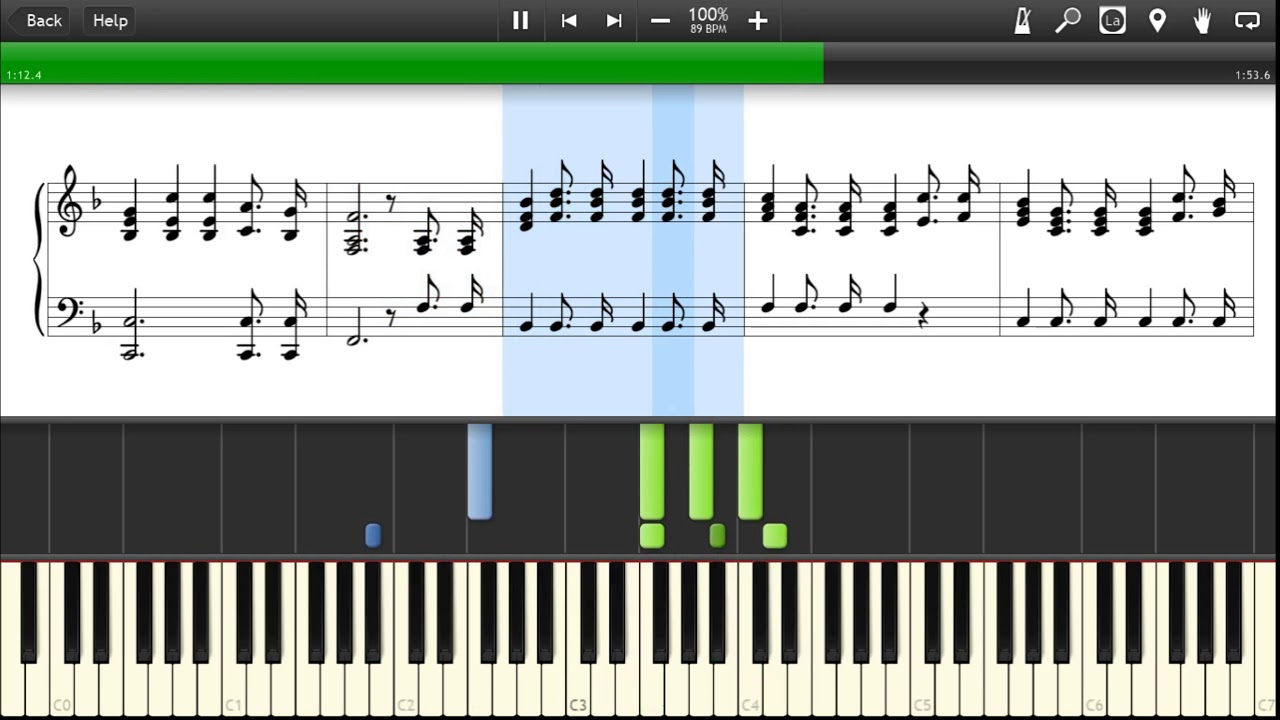 Indonesia Raya - Synthesia Sheet Music Piano Tutorial [4K 60 fps]