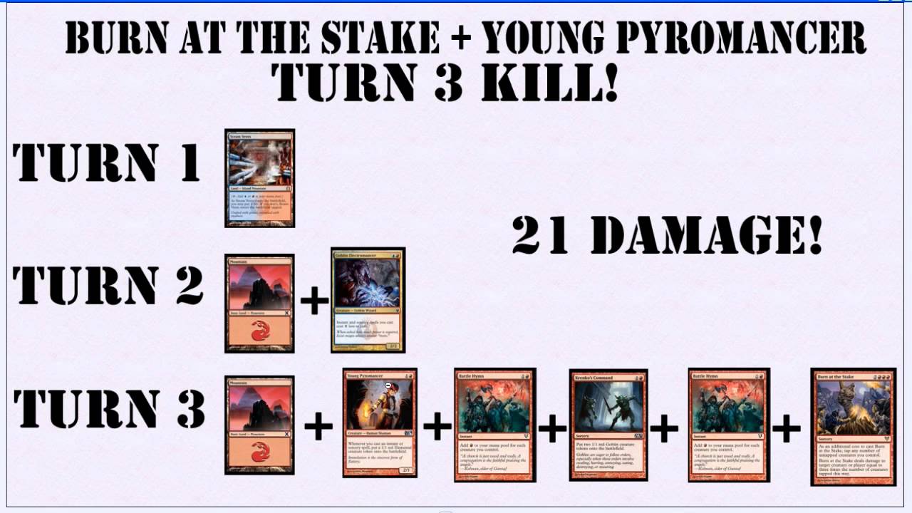 Young Pyromancer + Burn at the Stake Combo - Possible Turn 3 Kill - Magic MTG