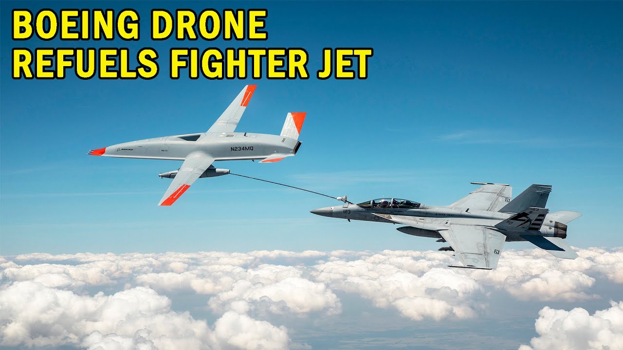 Boeing drone refuels Navy fighter jet for the first time.