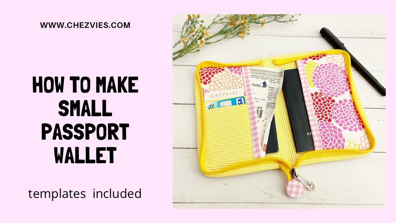 DIY Small Passport Wallet with Zipper #chezvies #sewing #DIYwallet