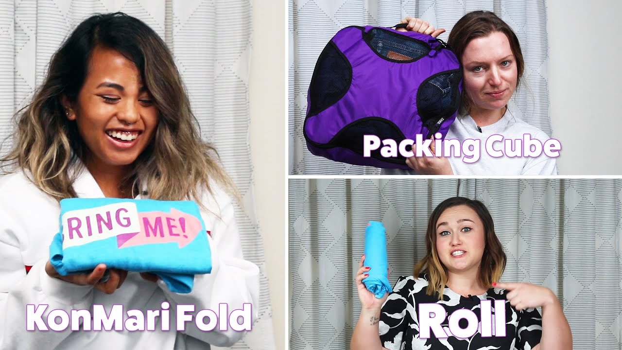 Folding Vs. Rolling Vs. Packing Cube • Packing Challenge