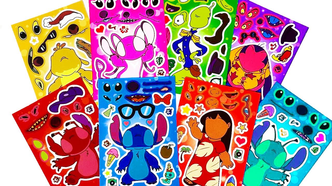 Lilo & Stitch Movie DIY Make a Silly Face Stickers PAPER DIY Unboxing Stickers Decorate 60 minutes