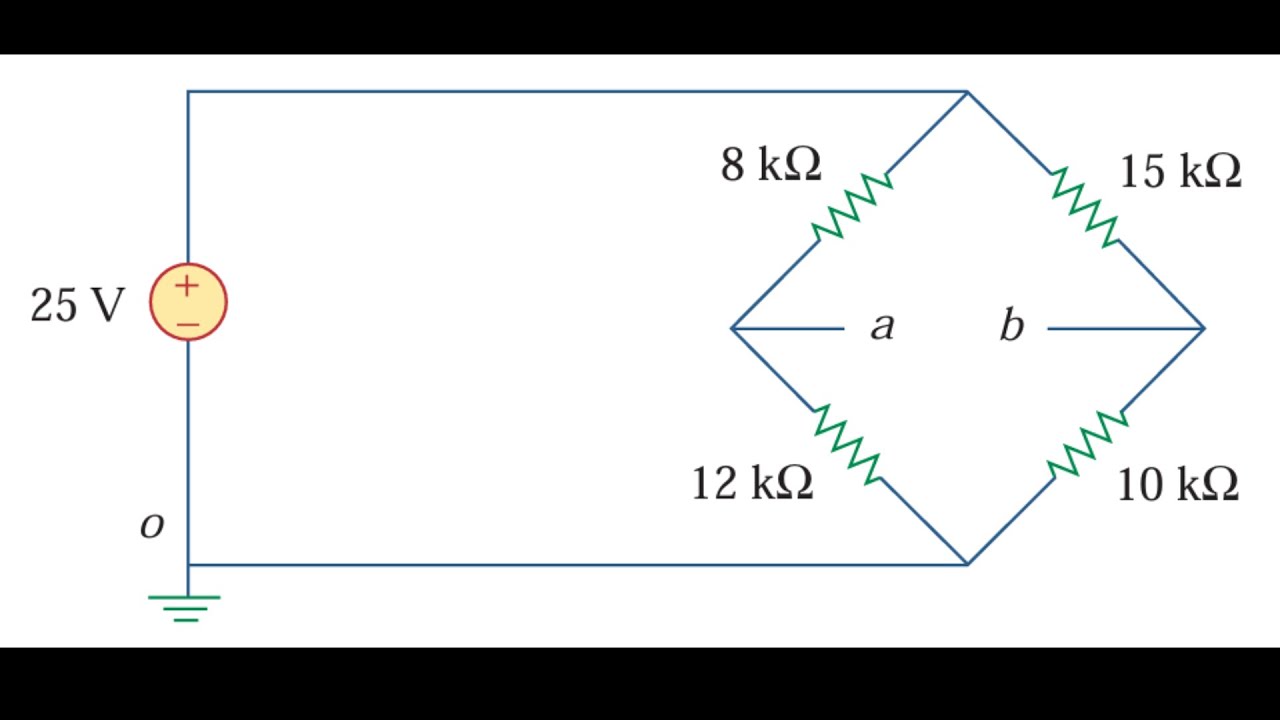 2.70 Considere el puente de Wheatstone que se muestra en la figura 2.130. Calcule va, vb y vab.