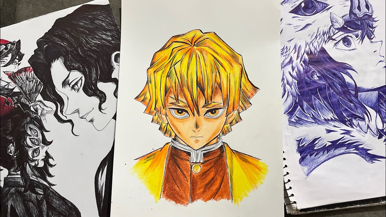 LIVE 🔴 Drawing Zenitsu | Demon Slayer Ball Pen Sketch ⚡✍️