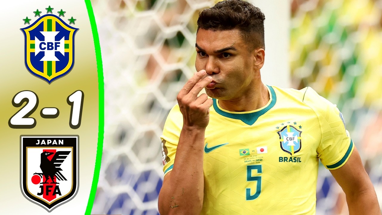 Brazil 2-1 Japan - All Goals & Atmosphere | Casemiro Goal