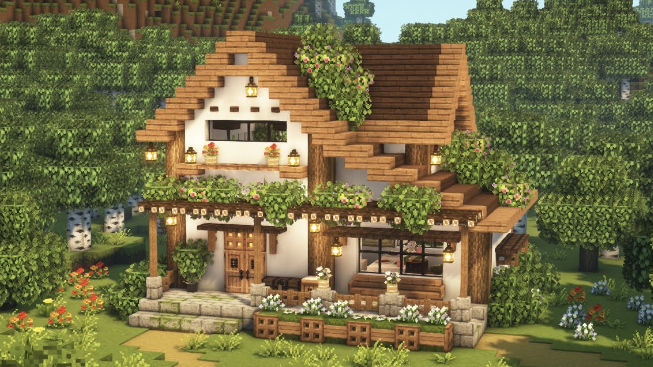 [Minecraft] 🌿🍏 Cottagecore House Tutorial / Mizuno's 16 Craft Resource Pack