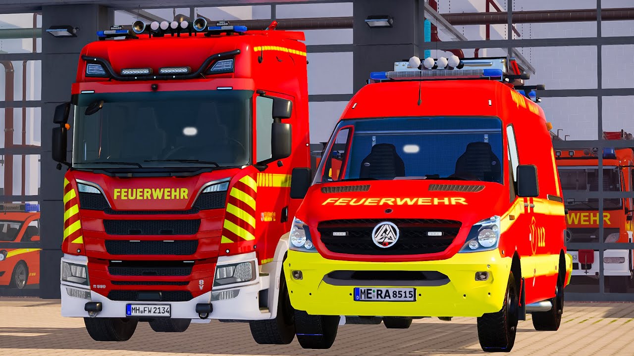 Emergency Call 112 - Ratingen New Pack Swap Body Vehicle and Ambulance Responding! 4K