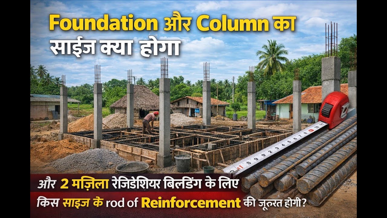 2 मंज़िला घर के लिए Foundation और Column का सही साइज़ और Reinforcement Rod की पूरी जानकारी!