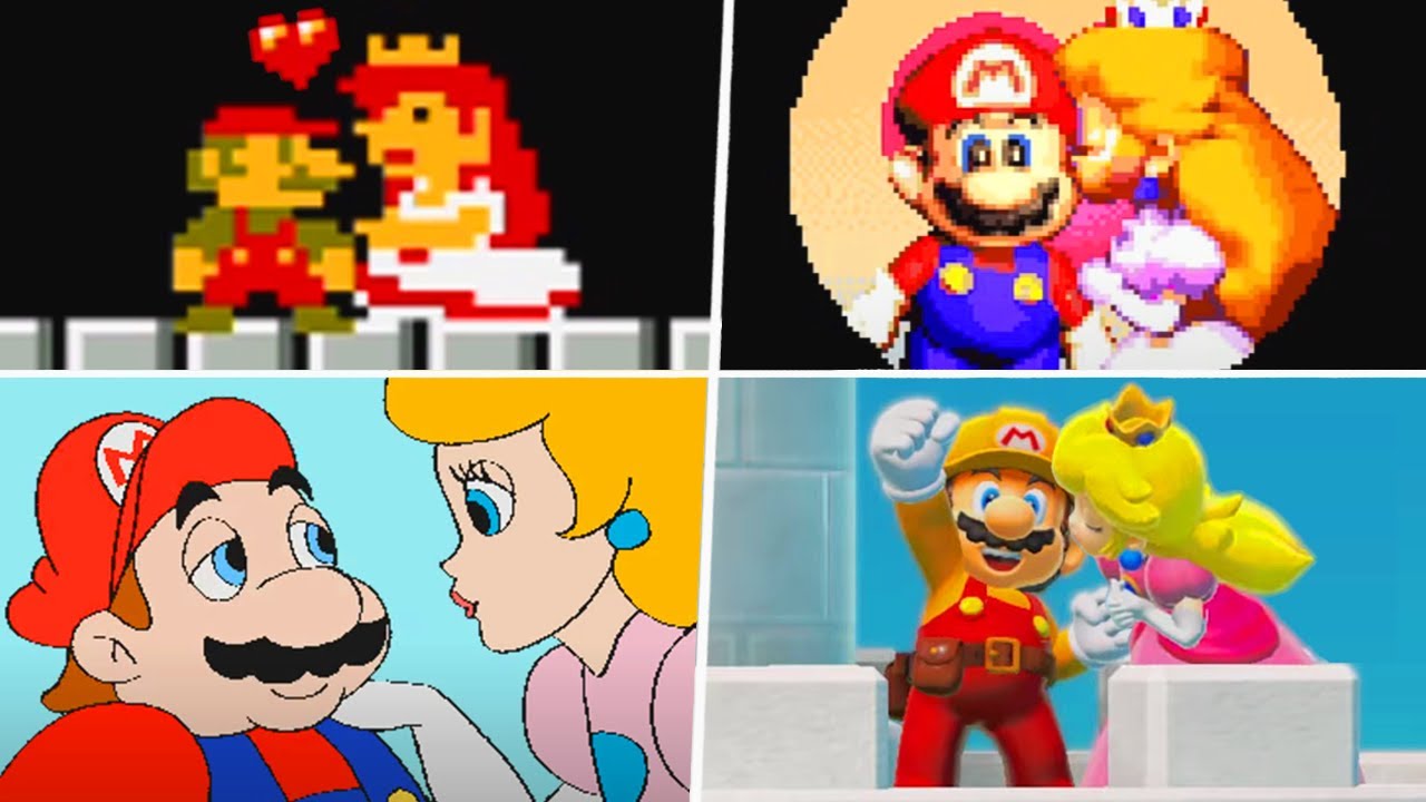 Evolution of Princess Peach Kissing Mario (1990 - 2021)
