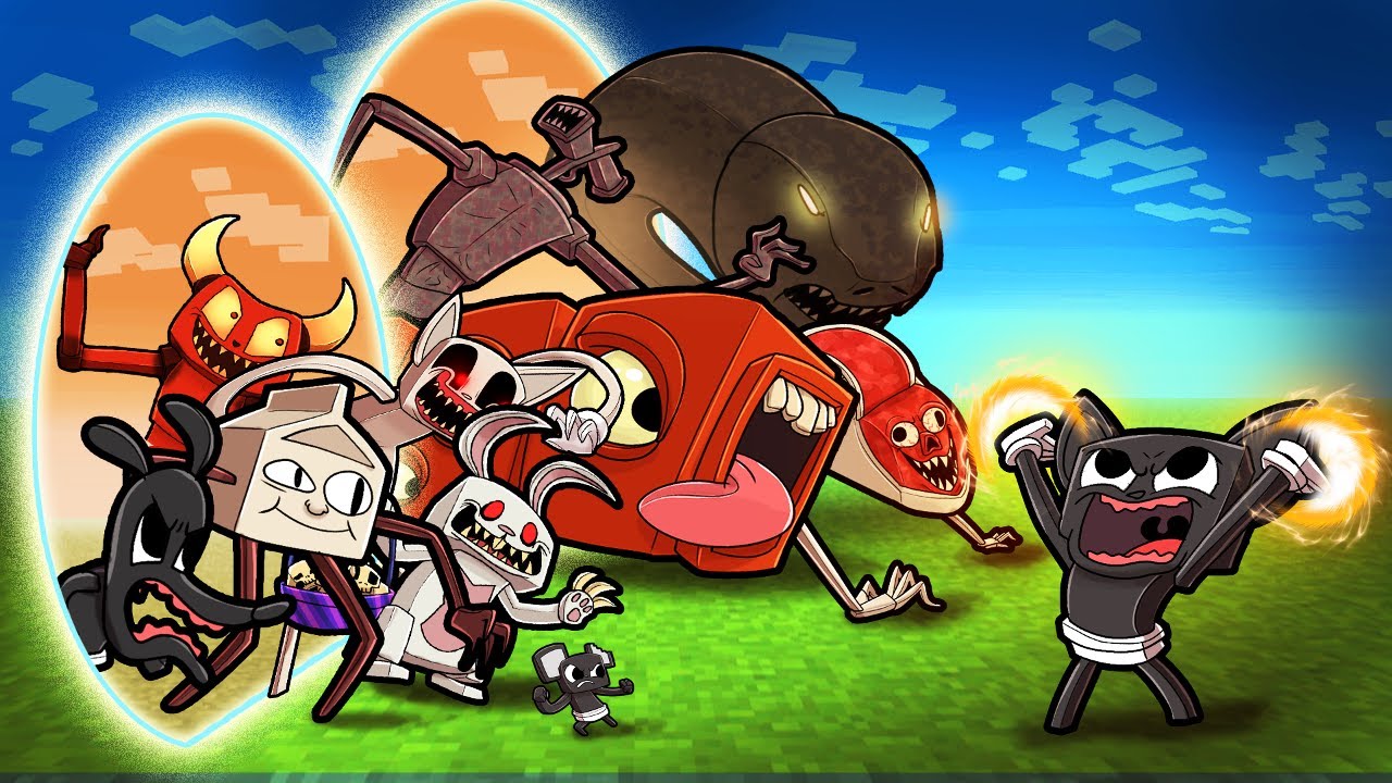 END of the CARTOON WAR...Cartoon Cat Saves his FRIENDS! (Minecraft)