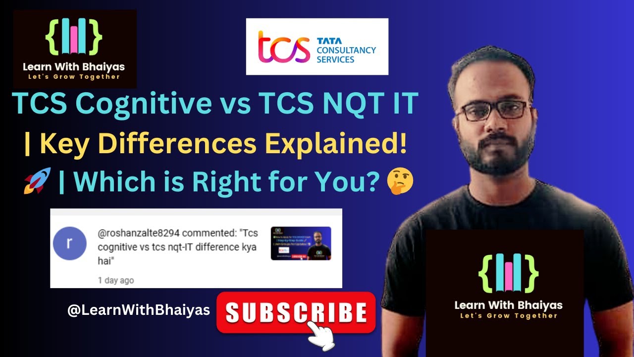TCS Cognitive vs  TCS NQT IT | Key Differences Explained! 🚀 |🤔 #LearnWithBhaiyas #job #tcs #IT